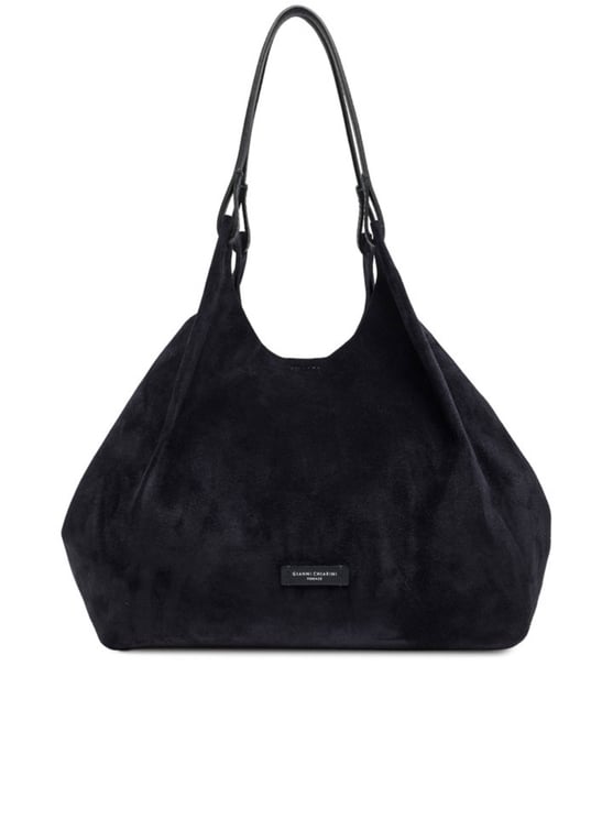 Gianni Chiarini Black Dua Suede-Like Tote Bag