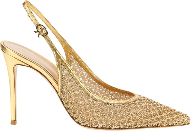 Gianvito Rossi Gianvito Rossi Gold Fabric High Heel Pumps