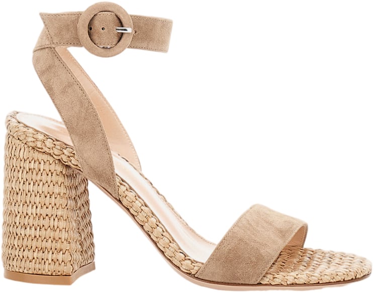 Gianvito Rossi Almond-Toe Suede Sandal with Artisanal Woven Texture