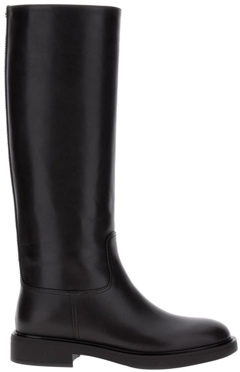 Gianvito Rossi Leather High Boots With Gold Application Detail
