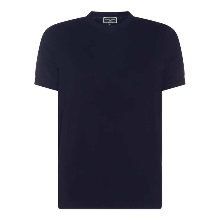 Giorgio Armani Blue Slim-Fit Crew Neck Embroidered T-Shirt