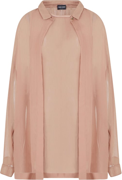 Giorgio Armani Creponne Silk Pointed Collar Fluid Shirt