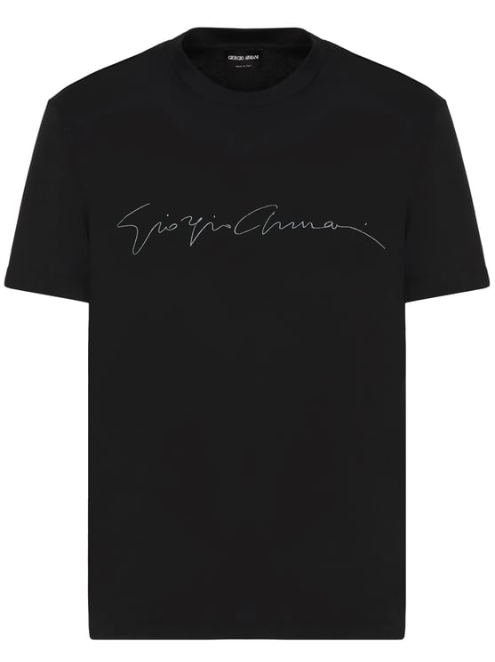 Giorgio Armani Black Slim Fit Script Logo T-Shirt