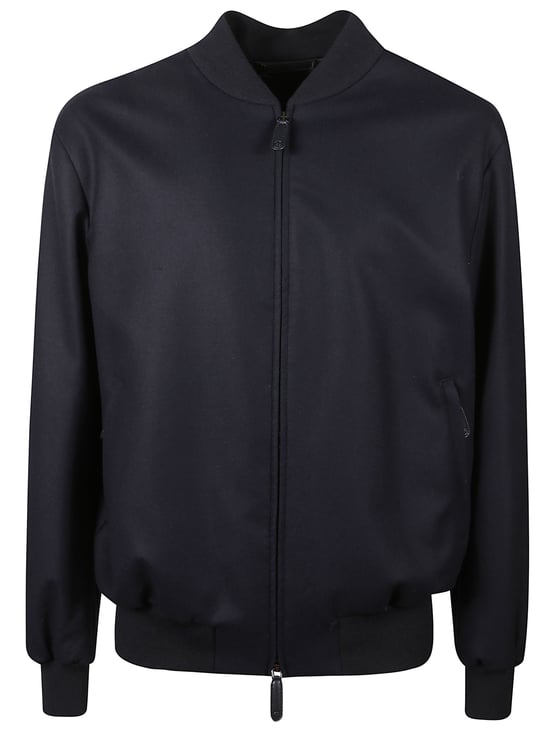 Giorgio Armani Zipped Minimalist Jacket With Ribbed Details