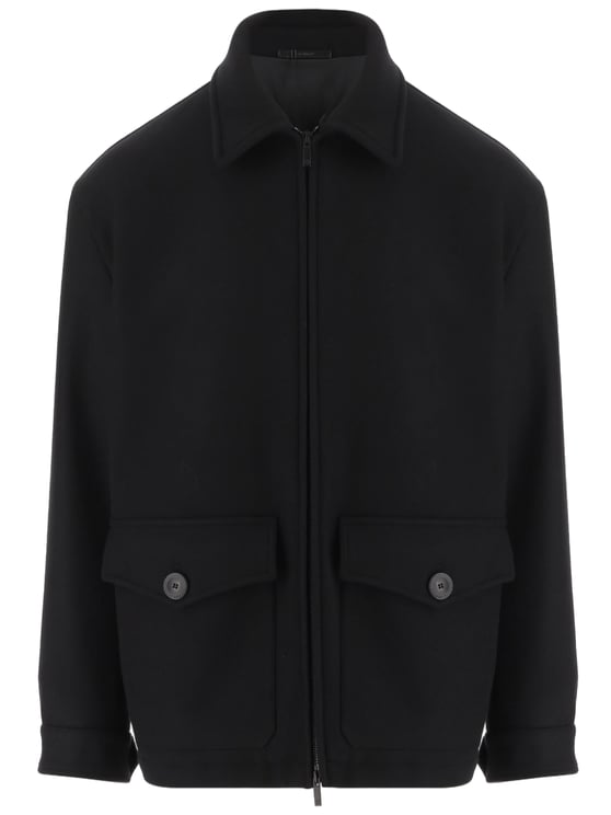 Giorgio Armani Black Wool and Cashmere Coat