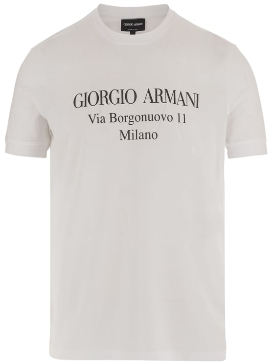 Giorgio Armani Cotton Crew Neck T-Shirt With Logo Print