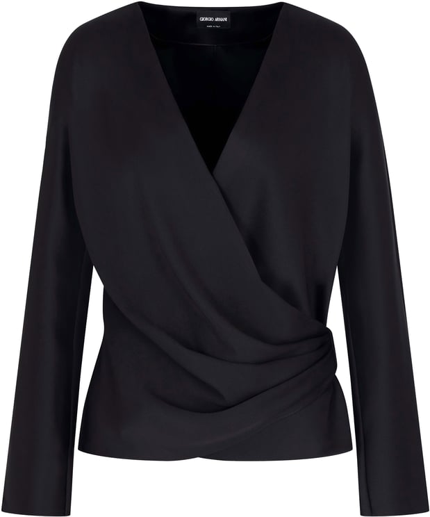 Giorgio Armani Draped V-Neck Double Silk Satin Shirt