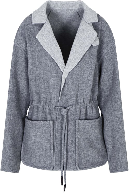 Giorgio Armani Textured Grey Wool Relaxed Fit Blazer