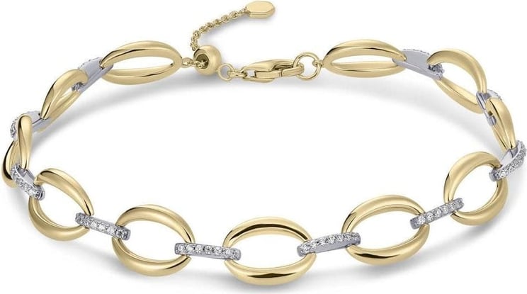 Gisser Jewels Gisser Jewels Armband B1048Y-17+3 Zilver met Geelgouden Plating en Zirkonia 17-20cm