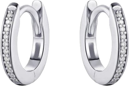 Gisser Jewels Gisser Jewels Oorringen KCD2/12 925 Zilver Gerhodineerd met Zirkonia 2mm breed 12mm doorsnede