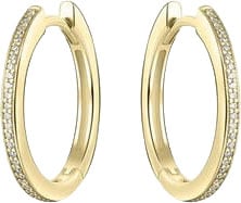 Gisser Jewels Gisser Jewels Oorringen KCD2/20Y 925 Zilver met Geelgouden Plating met Zirkonia 2mm breed 20mm