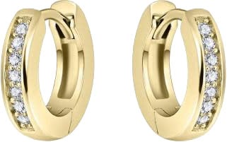 Gisser Jewels Gisser Jewels Oorbellen KCD3/15Y Zilver met Geelgouden Plating en Zirkonia 3mm x 15mm