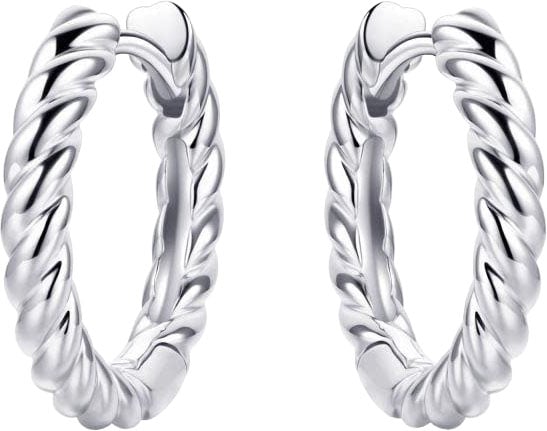 Gisser Jewels Gisser Jewels Oorringen KCJ3/18 925 Zilver Gedraaid 3mm breed 18mm doorsnede