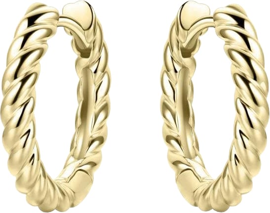 Gisser Jewels Gisser Jewels Oorringen KCJ3/18Y 9252 Zilver met Geelgoud Plating Gedraaid 3mm breed 18mm doorsnede