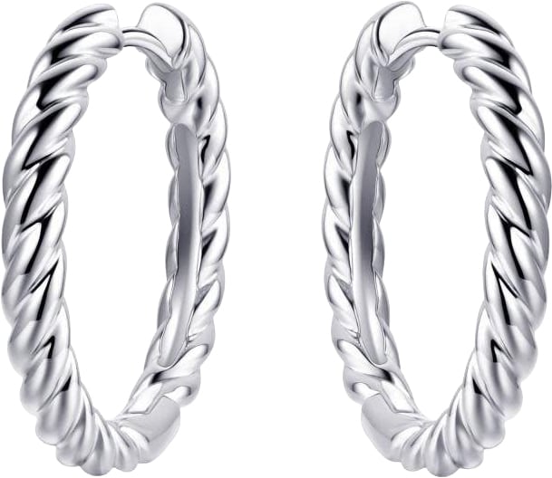 Gisser Jewels Gisser Jewels Oorringen KCJ3/22 925 Zilver Gedraaid 3mm breed 22mm doorsnede