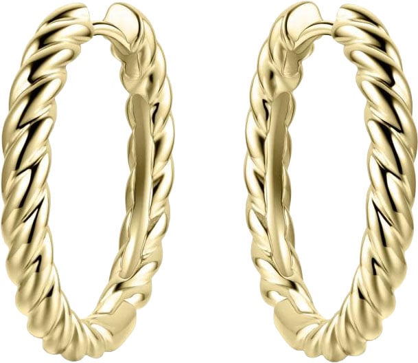 Gisser Jewels Gisser Jewels Oorringen KCJ3/22Y 9252  Zilver met Geelgoud Plating Gedraaid 3mm breed 22mm doorsnede