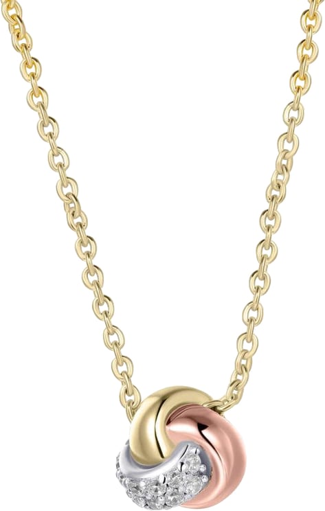 Gisser Jewels Gisser Jewels Collier N1120T-42+5 Zilver Tri-color met Zirkonia 42-47cm