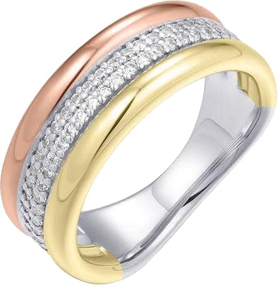 Gisser Jewels Gisser Jewels Ring R457T-58 Zilver Tri-color met Zirkonia Maat 58