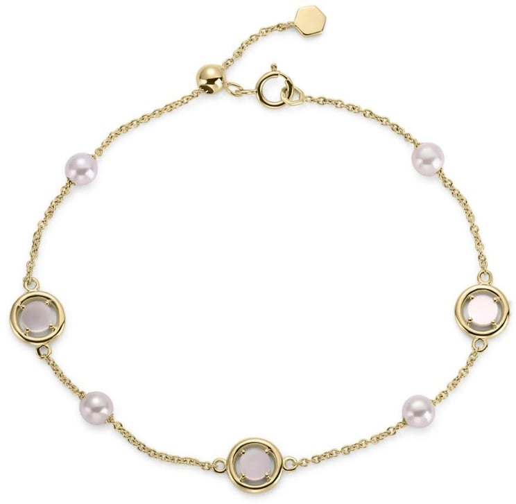 Gisser Jewels Gisser Jewels Armband VGB034-18.5 14k Geelgoud met Parelmoer en Parel 18.5cm