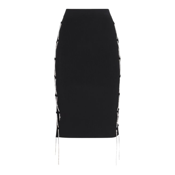 Giuseppe Di Morabito Fitted Black Pencil Skirt with Lace-Up Detail