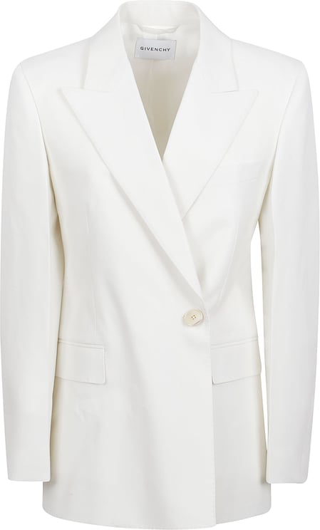 Givenchy Double-Breasted White Jacket with Pointed Lapel and Flap Pockets