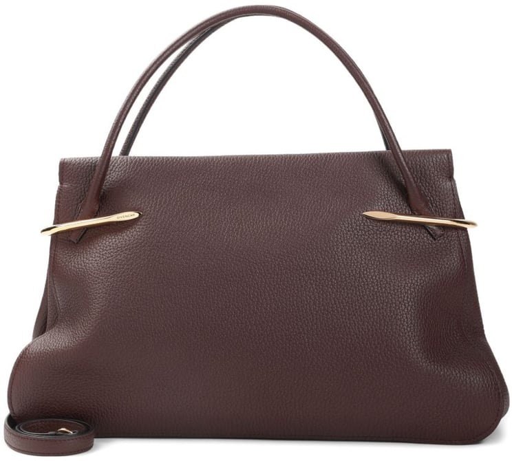Givenchy Textured Brown Handbag With Gold-Tone Accents