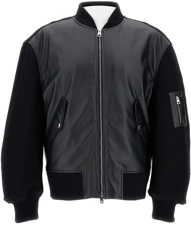 Givenchy Couture-Seam Bomber With Leather Front And Functional Details