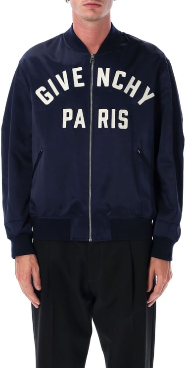 Givenchy Satin Bomber Logo Blu