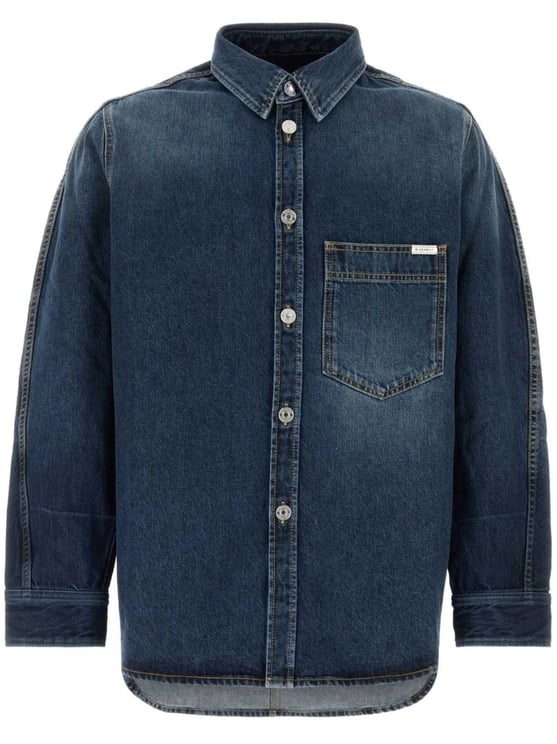 Givenchy Blue Denim Casual Shirt With Button-Down Front And Relaxed Fit