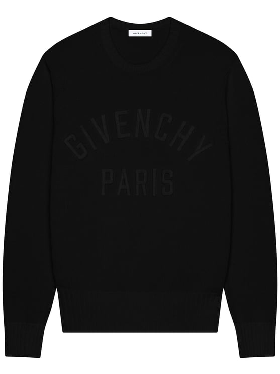 Givenchy Black Embossed Detail Crew Neck Sweater
