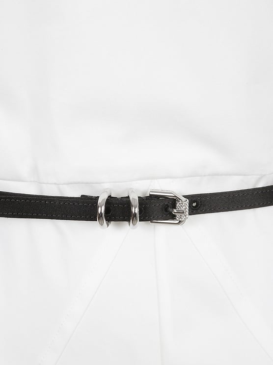Givenchy V-Neck White Dress With Belted Waist