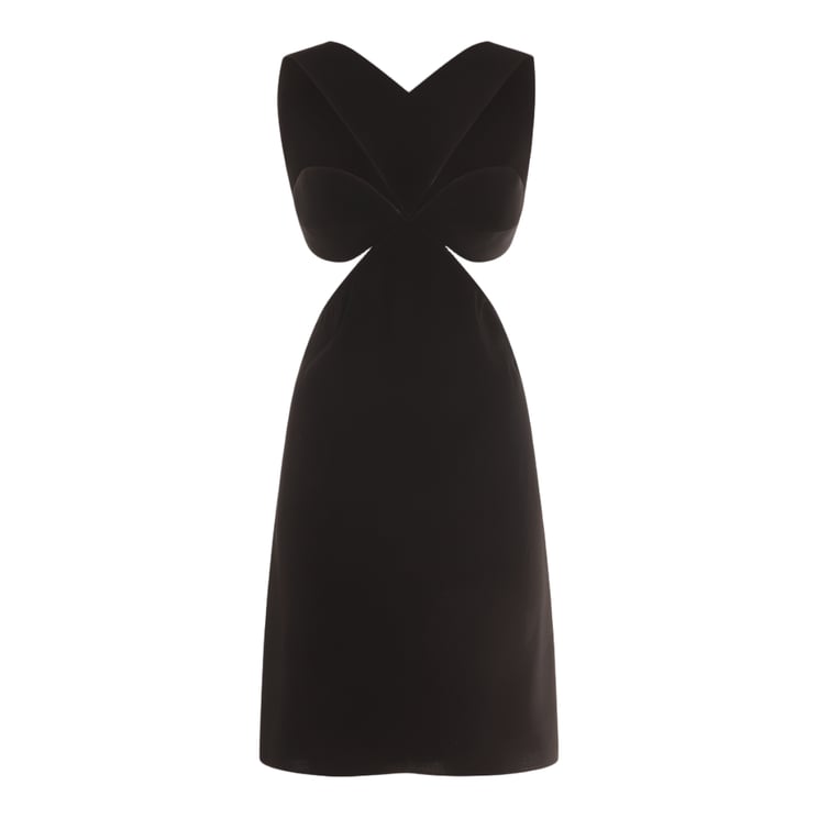 Givenchy Black Midi Dress with V Neckline and Cut-out Details