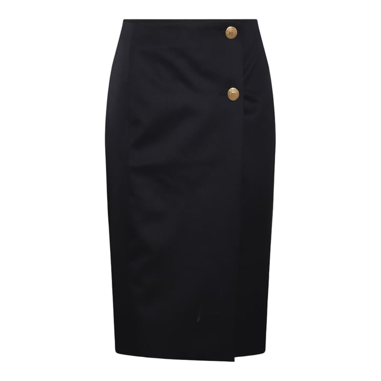 Givenchy Knee-Length Tailored Pencil Skirt With Gold Button Closure