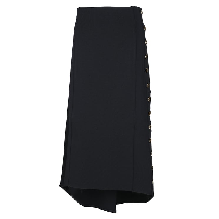 Givenchy Black Midi Skirt With Lateral Button Detailing