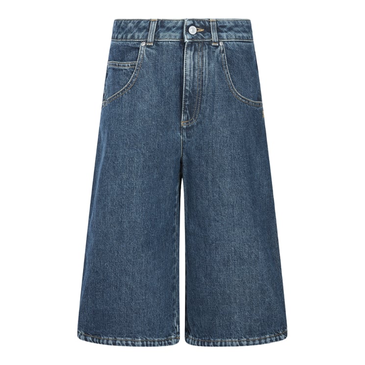 Givenchy High-Waisted Wide-Leg Denim Shorts With Button Closure And Classic Wash