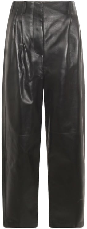 Givenchy High-Waisted Black Trousers With Pleated Detailing And Glossy Finish