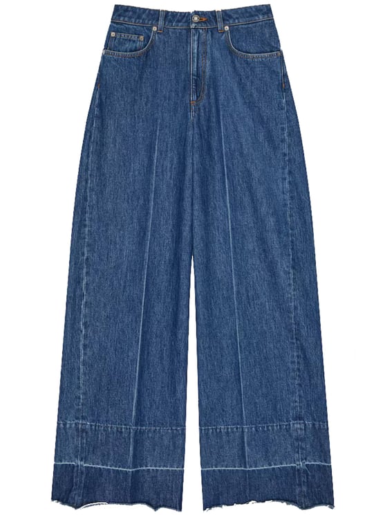 Givenchy Wide-Leg Denim Trousers With Raw Edge Hem And Classic Five-Pocket Design
