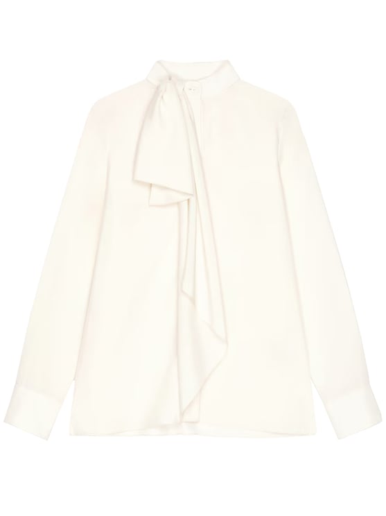 Givenchy Draped Bow High Collar Flowing Blouse