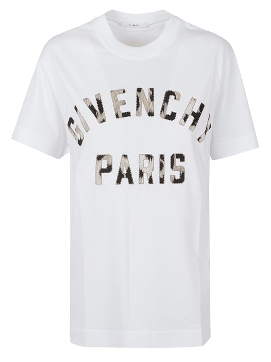 Givenchy White Cotton Leopard Patch T-Shirt