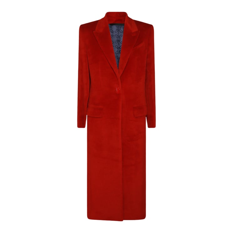 Givenchy Tailored Long Coat With Classic Notch Lapel And Vibrant Red Hue