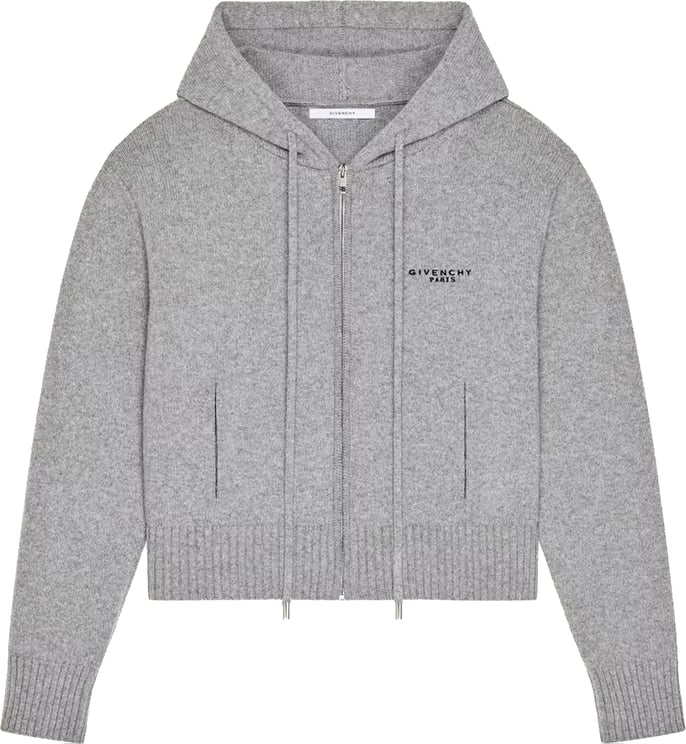 Givenchy Zip Up Cropped Hooded Wool Cardigan