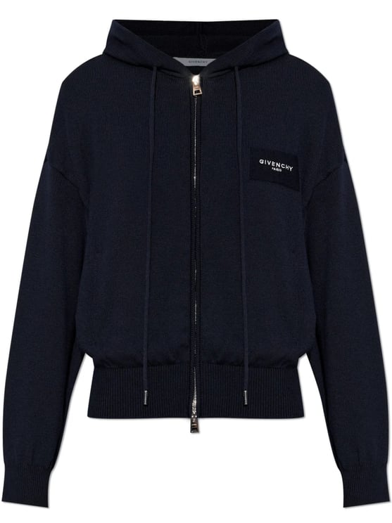 Givenchy Ribbed Knit Zip-Up Hoodie Sweater With Adjustable Hood