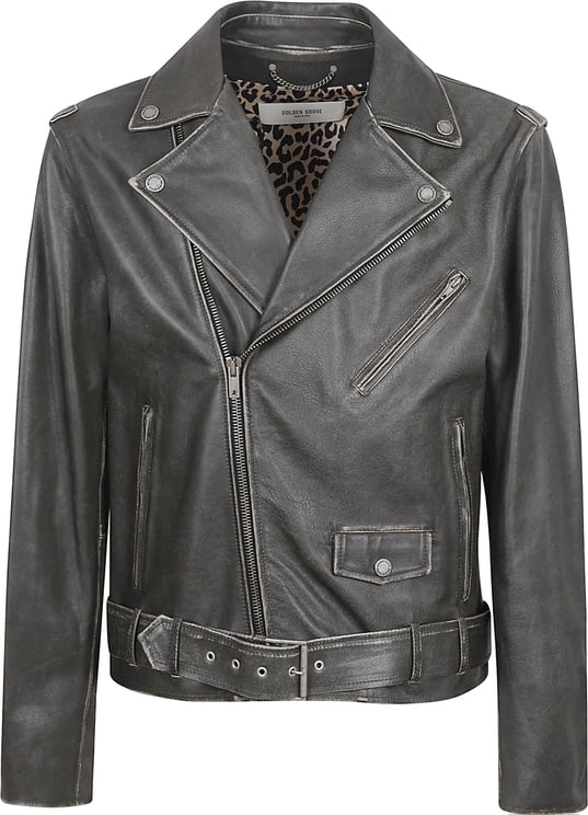 Golden Goose Hammered Leather Biker Jacket