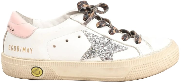 Golden Goose Golden Goose Glitter Star Kids Sneakers in White x Pink, Size 28 EU