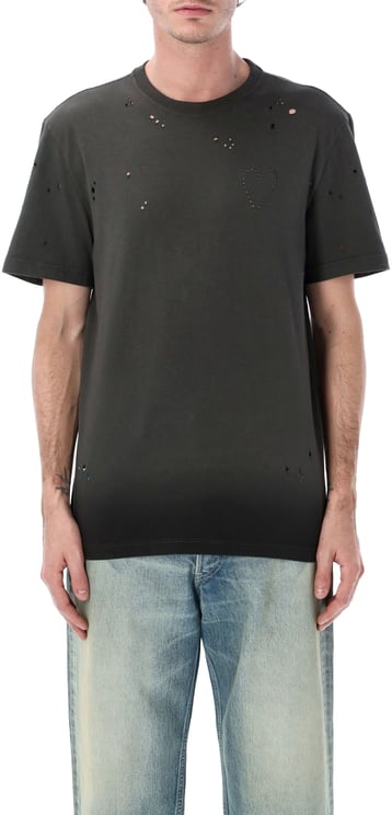 Golden Goose Tshirt Heart Distressed Antracite