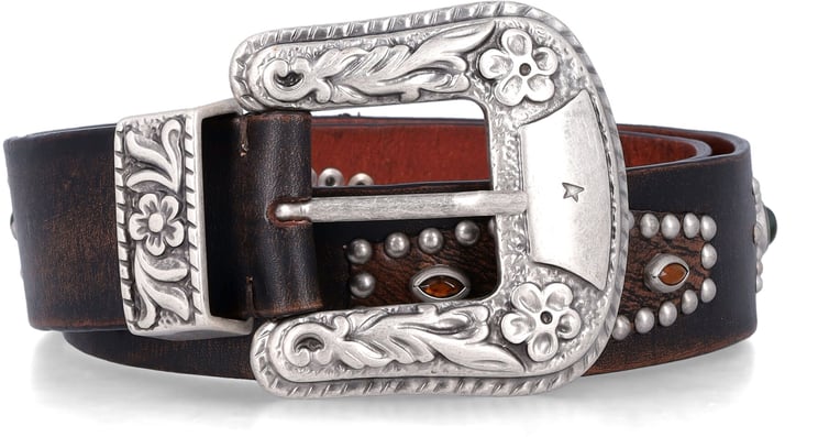 Golden Goose Studded Belt Marrone