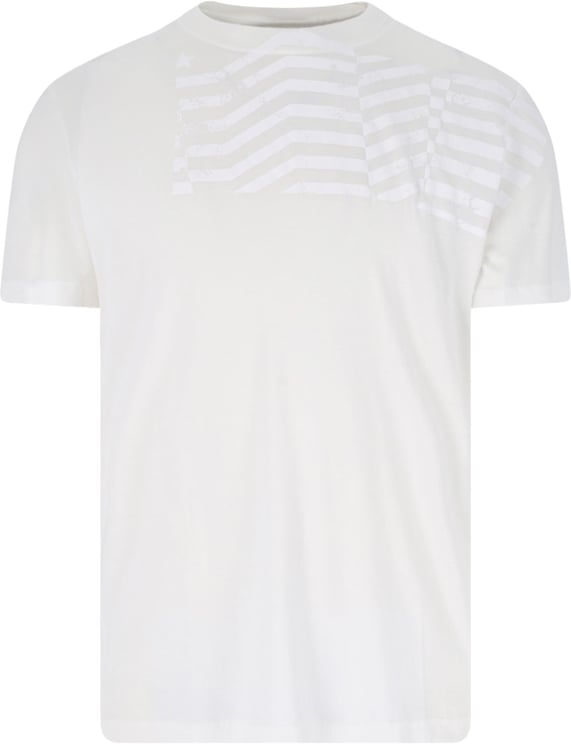 Golden Goose White Flag Lyocell Round Neck T-Shirt
