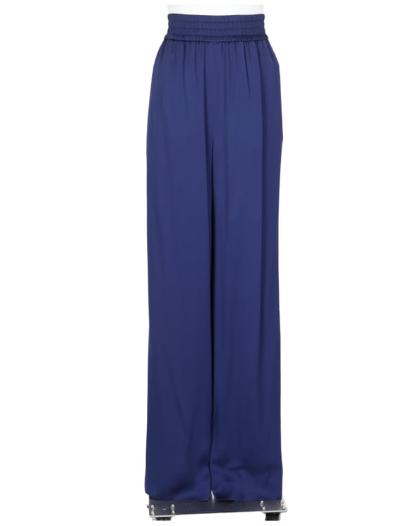 Golden Goose Wide-Leg Blue Trousers With High Elastic Waistband