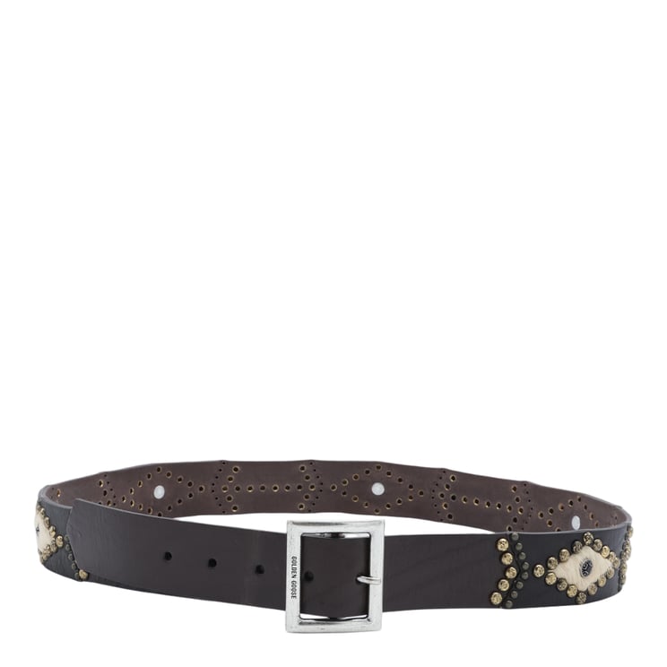 Golden Goose Textured Leather Belt with Metallic Studs
