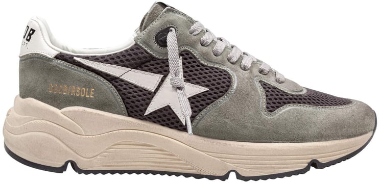 Golden Goose Golden goose running sneakers in suede and fabric color green